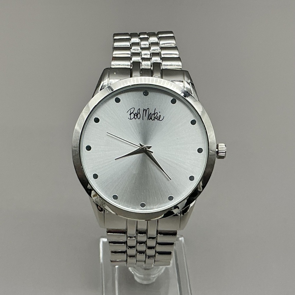 Bob Mackie Womens Watch Silver Dial Silver Tone Bracelet Quartz Analog BMS4010SS